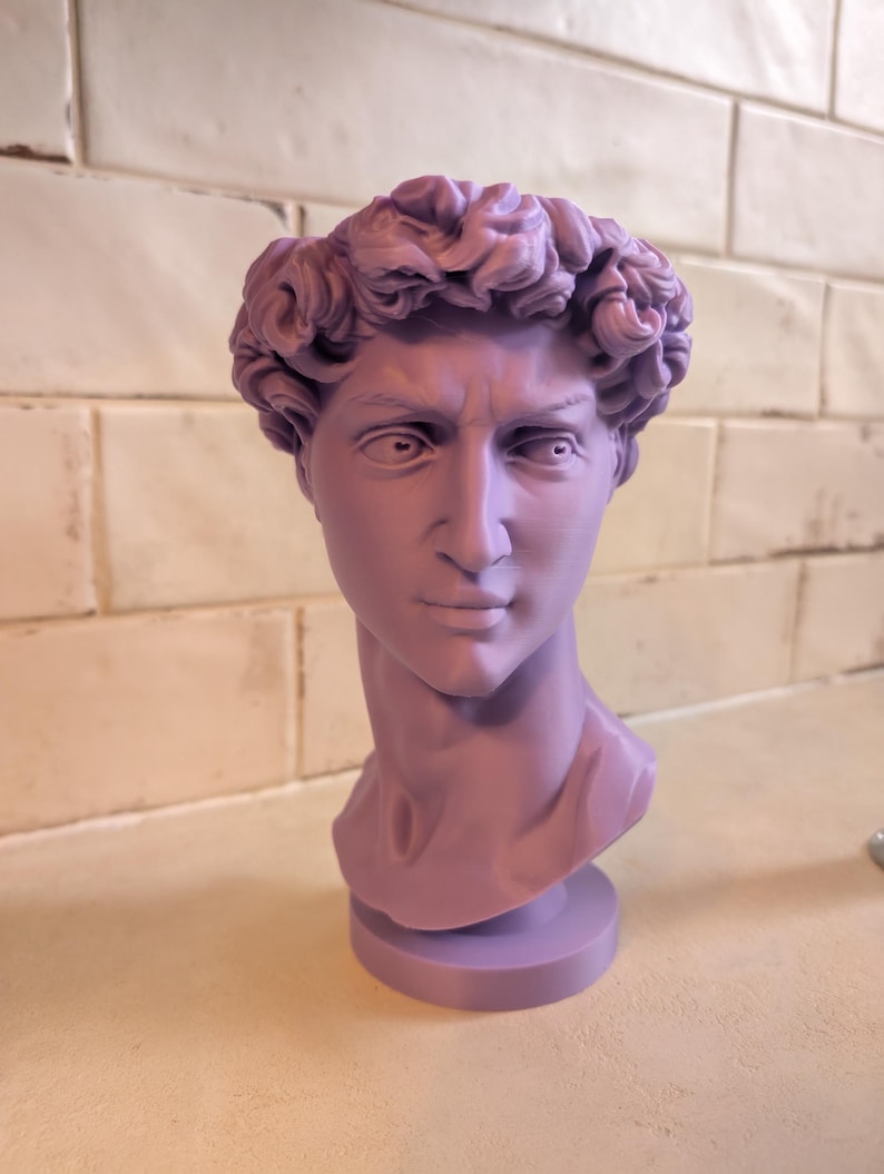 David Head Planter - Bone Beige Greek Bust - Dark Academia Decor Purple