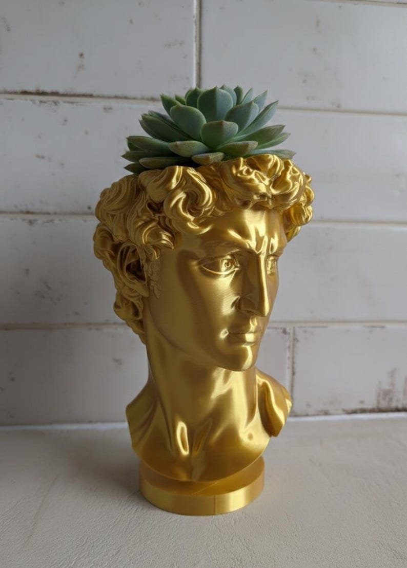 David Head Planter - Bone Beige Greek Bust - Dark Academia Decor image 12