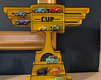 Trophy-Style Display Shelf for Mattel Cars Mini Racers or Same Size Diecast Cars