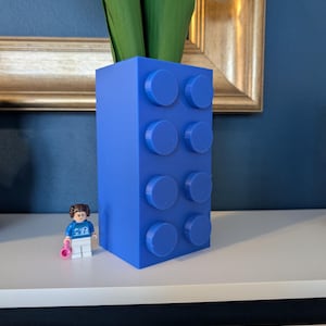 Jarrón impreso en 3D inspirado en bloques de construcción / Maceta geométrica con forma de ladrillo / Decoración única de pixel art / Regalo para constructores / Varios colores DARK BLUE