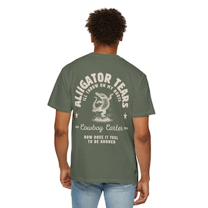 Beyonce Cowboy Carter Concert Unisex Koszulka barwiona na odzieży, Unikalna koszulka Alligator Tears, Koszulka Comfort Colors, Męska odzież muzyczna, Grafika