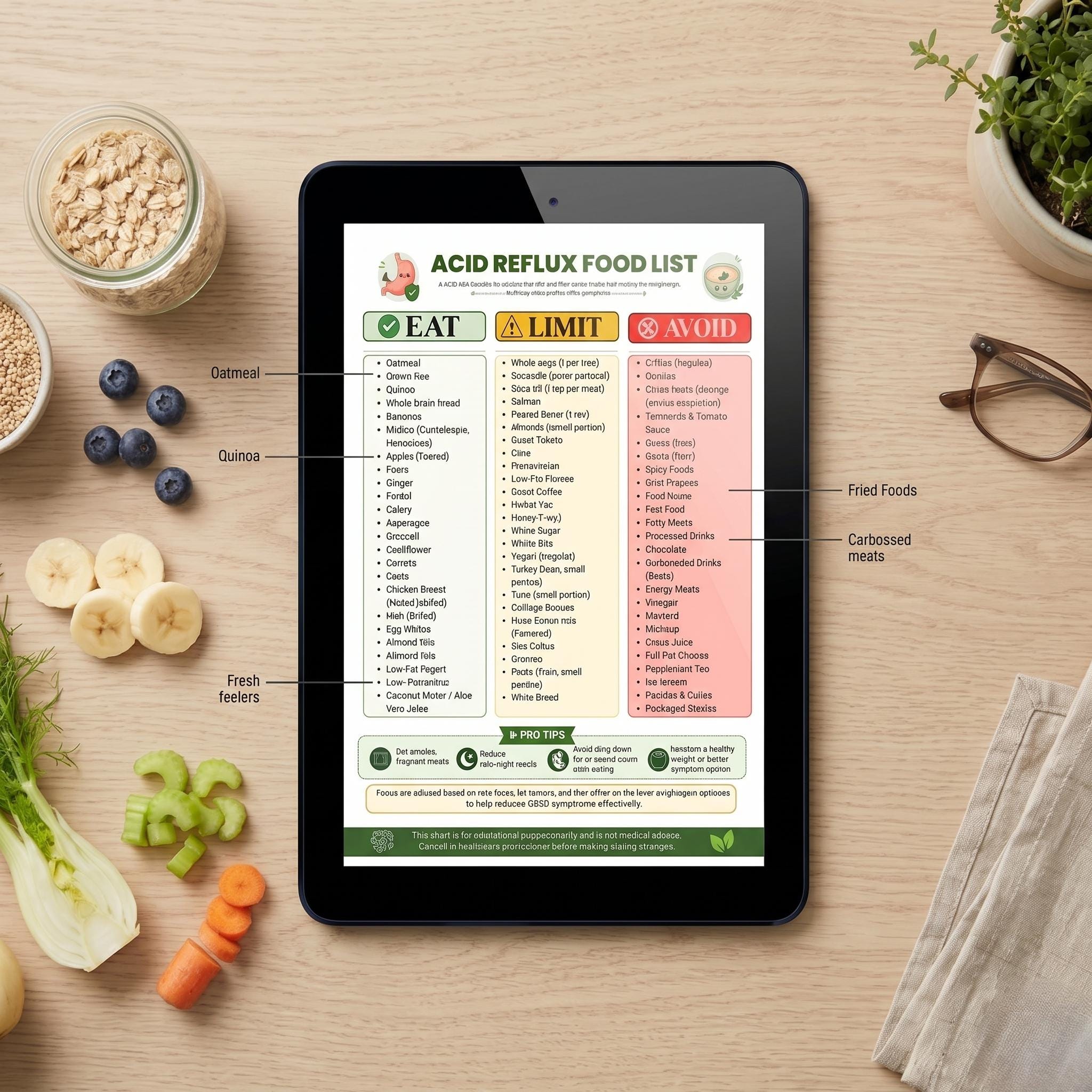 Gerd Avoid Food Acid Reflux Food List Printable | GERD Diet Chart Flyer PDF | Eat Limit ...