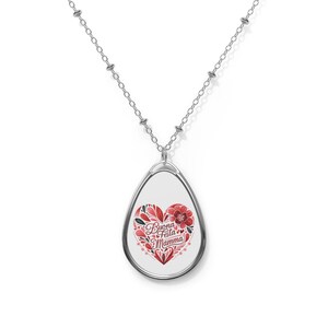 Floral Oval Necklace for Mother's Day, Birthday Gift, Elegant Jewelry for Mom, Personalized Keepsake, Unique Floral Design