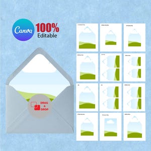 Editable Envelope Liner Template Canva, DIY Stationery Design, 12 Sizes Included, 8.5x11