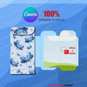 Plantilla de sobre para guardar dinero / Estuche de regalo imprimible SVG / Canva / Word / 8.5x11