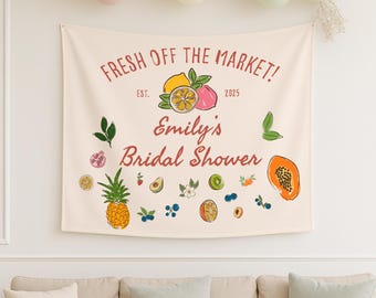 Custom Farmers Fresh Off the Market Tapestry Banner: Hand Drawn Coquette Decor