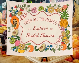 Custom Fresh Off the Farmers Market Banner Sign: Hand Drawn Decor Tapestry