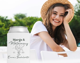 Personalized Margs & Matrimony Can Coolers: Bachelorette Party Favors