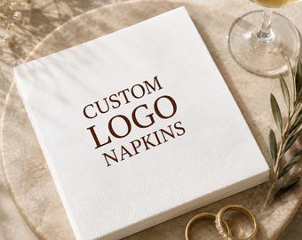 Custom Engagement Napkins | Personalized Wedding Cocktail Napkins with Logo, Bridal Shower & Rehearsal Dinner Print Any..
