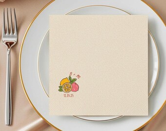 Custom Wedding Cocktail Napkins: Farmers Market Theme, Hot Foil Stamped