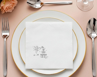 Custom Champagne Tower Cocktail Napkins: Personalized Wedding Party Decor
