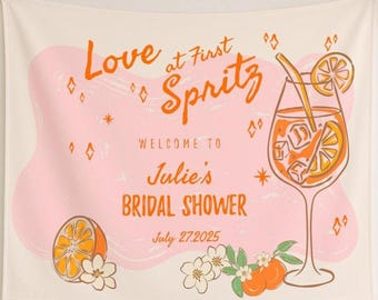 Custom Spritz Cocktail Tapestry: Wedding Shower Decor, Bridal Brunch Backdrop