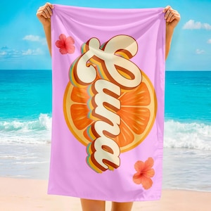 Style groovy, serviette de plage personnalisée, serviette de bain avec prénom personnalisé, serviette de plage personnalisée avec prénom, cadeaux de célibataire, serviette prénom pour enfant