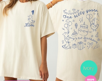 Chemise d'anniversaire une oie stupide personnalisée 1er anniversaire de famille chemises assorties tenue de fête drôle d'oie t-shirt de premier anniversaire personnalisé