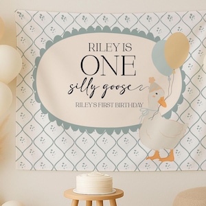 One Silly Goose Birthday Personalized Banner 1st Birthday Silly Goose Party Decor Photo Backdrop Goose Custom Banner First Birthday Ideas