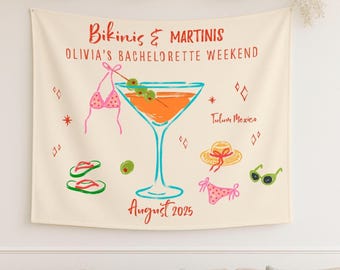 Martini Bachelorette Party Backdrop, Custom Photo Prop