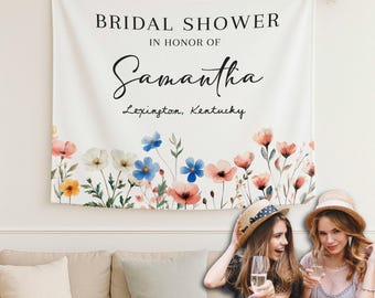 Personalized Floral Bridal Shower Backdrop: Boho Wildflower Garden Banner