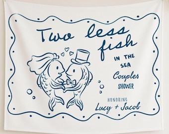 Zwei Fische weniger im Meer Brautdusche Backdrop: Angeln Paar Dekor