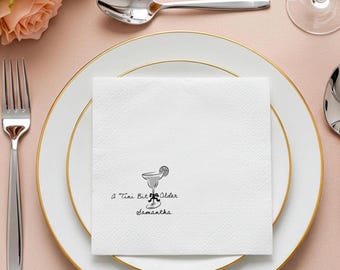 Hot Foil Stamped Martini Cocktail Napkins: Birthday Party Decor