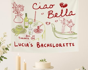 Ciao Bella Bachelorette Tapisserie: Benutzerdefinierte italienische Brautparty Kulisse