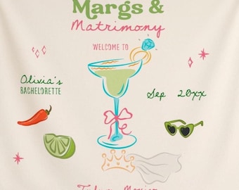 Margs and Matrimony Tapestry: Tequila Bachelorette Party Decor