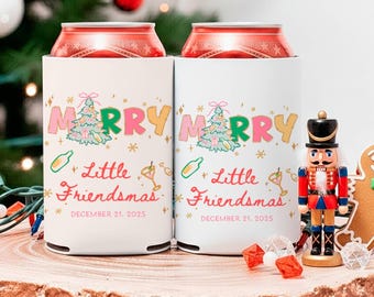 Merry Little Friendsmas Dosenkühler Personalisierte Weihnachtsfeier Schlanke Abendessen Gefälligkeiten Weihnachten Dosenkühler Spaß Tassen