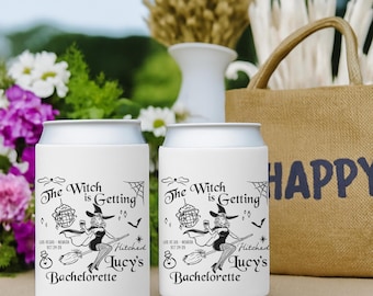 Enfriadores de latas para despedida de soltera con temática de brujas: Recuerdos personalizados para bodas de Halloween