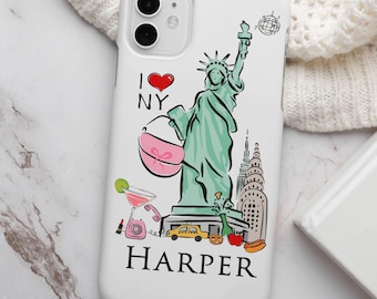 Personalized Phone Cover Gift – Custom Name NYC Case, Statue of Liberty Gift for Her Bridesmaids & bridal party gifts