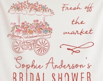 Custom Bridal Shower Tapestry: Fresh Off the Market, Floral Bachelorette Party Decor