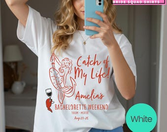 Catch of My Life Bachelorette Shirt: Hand-Drawn Lobster Coastal Party Tee
