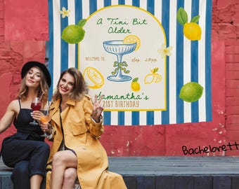 Italian Lemon Birthday Backdrop: Capri Martini Theme Party Decor