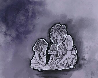 Ilustración de mamá niña: paquete PNG de portadas de diario (descarga digital)