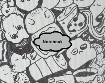 Ręcznie rysowana okładka dziennika Doodle | Zabawna okładka notatnika Sketch w 2 odcieniachI Natychmiastowe pobranie