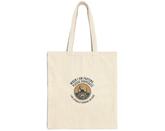 Fasting Club Tote, varsity style canvas tote, ironic club merch