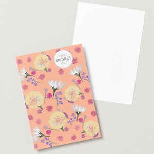Printable Mothers Day Card I Floral Design Digital Download I Card for Mom I Instant Download for DIY Gift or Greeting
