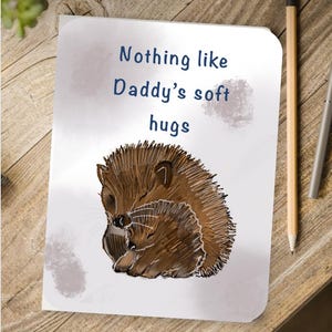 Karte zum Vatertag | Niedliche Igel Daddy Umarmungen Kunst | Digitaler Download für Papa | Sofortiger Druck für Kinder zum Vater