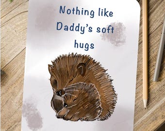 Kartka z okazji Dnia Ojca „Jeż Tata Przytula” | Prezent do druku (pobranie cyfrowe)