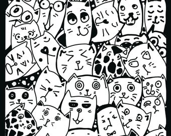 Pobierz cyfrową grafikę Cat Doodle