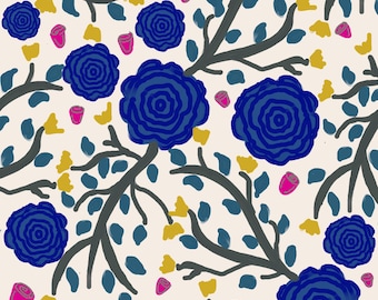 Nadruk kwiatowy z jagodami