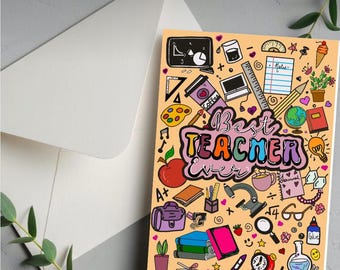 Najlepszy nauczyciel w historii do wydrukowania | Cyfrowa karta + wiersz | Prezent na koniec roku | Sztuka karty, ramki lub torby płóciennej | Natychmiastowe pobranie