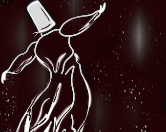 Wirujący Derwisz – wydruk artystyczny – Mistyczny taniec suficki (wersja cyfrowa do pobrania)