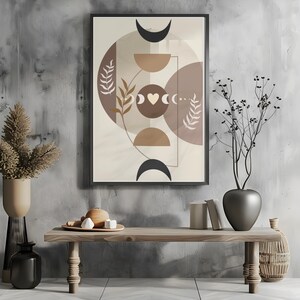 Boho Abstract Heart Art Print: Modern Geometric Home Decor (Digital Download)
