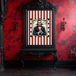 Vampire Wall Art Print:  Halloween Stamp Home Decor