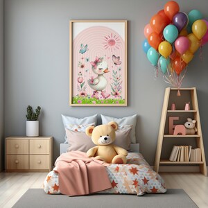 Boho Goose Nursery Print: Pink Girly Home Decor (Digital Download)
