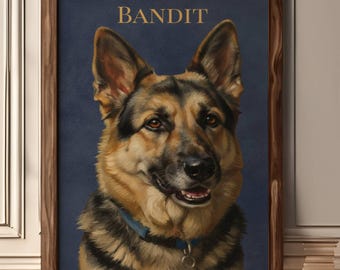 Custom Dog Portrait Digital Oil Painting, Personalized Pet Wall Art Gift (Digital Download)