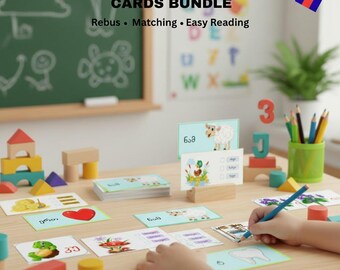Georgian Language Learning Cards Bundle: Rebus, Matching, Reading (PDF Download)