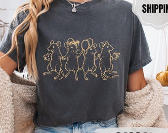 Tanzende Ratten Comfort Colors® Shirt, Lustiges Goblincore T-Shirt für Männer Frauen, Cottagecore Ästhetik, Mittelalterlicher Tattoo Stil, Weirdcore Top
