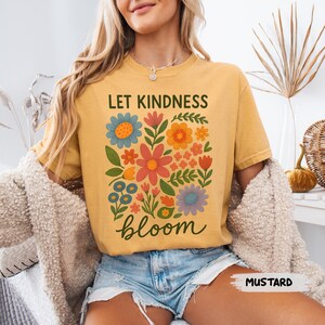 Camiseta "Deja que la bondad florezca", camiseta retro floral de colores cómodos para el Día Mundial de la Bondad. imagen 6