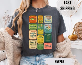 T-shirt sardine met print: vintage shirt kustvisser