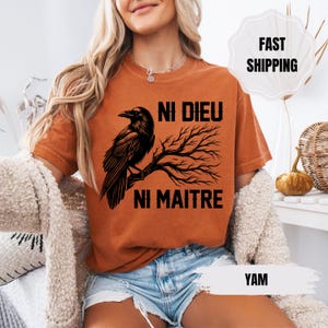 Comfort Colors® Anti-Autorität-Shirt, Ni Dieu Ni Maître, Kein Gott, kein Meister, Anti-Trumpf-Shirt, Linker-Protest-Shirt, Anarchist-T-Shirt